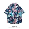 Camisa de Manga Corta de Nicho Ins de Moda para Hombre Verano Casual Playa Estampada Street Holgada Top de Media Manga