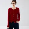 Suéter de cachemira para bebé de punto trenzado con cuello redondo para mujer, cárdigan vintage, chaqueta de punto con botones, suéter cálido de manga larga para otoño e invierno