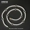 Acero de Titanio 316 Trébol de Cuatro Hojas Cadena de Tenis Completamente Diamantada de Circonita Accesorios para Mujer, Collar de Cielo Estrellado de Lujo Ligero de Nicho