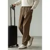 Pantalones Cortos de Otoño e Invierno para Hombre, Pantalones Rectos Versátiles de Moda con Forro de Polar, Cintura Elástica y Pierna Ancha Fluida, Pantalones Casuales