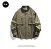 Camisa Casual Retro Estilo Americano NASA para Hombre de Manga Larga Holgada Moda Estilo Japonés Marca de Moda Tendencia Cómoda Camisa Versátil