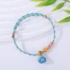 Pulsera Trenzada Multicolor Estilo Nacional con Colgante de Aleación Esmaltada, Ajustable, Accesorio de Mano Estilo Nacional de Paz y Buena Suerte