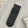 Calcetines holgados de rayas verticales blancas para mujer, calcetines finos de verano hasta la mitad de la pantorrilla con bordes enrollados, calcetines básicos versátiles sin costuras estilo japonés