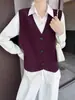 Chaleco de punto de lana pura estilo vintage transfronterizo con cuello en V, cárdigan suéter de otoño e invierno para mujer, top grueso sin mangas para superponer