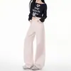 Yechuan # Jeans Color Caqui para Mujer, Verano, Corte Holgado, Pierna Recta Versátil, Cubre Cadera, Versión Estrecha, Pantalones de Pierna Ancha Fluidos, de Largo Completo.