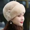 Novo Chapéu de Inverno de Pele Faux Mink para Mulheres, Chapéu Quente de Couro da Moda para Idosos e Idosas, Chapéu Turbante de Pele da Moda