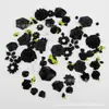75 piezas de flores de tela hechas a mano de comercio exterior calcomanías para trajes negro caliente flores para zapatos DIY material para sombrero con flores tocado con flores bolsa