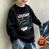 Sudadera con capucha de forro polar, elegante, casual, versátil, de manga larga, para niños medianos y grandes, nueva, estilo coreano, prenda exterior para niños