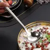 Cucharas Públicas de Acero Inoxidable 304 Transfronterizas para Platos, Fugas, Cuchara de Acero Inoxidable de Alta Gama para Hot Pot, Fugas, Cuchara de Sopa con Mango Largo para el Hogar, Cuchara de Servicio para Hotel