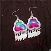 Pendientes Vintage Bordados Hechos a Mano de Estilo Étnico de Moda con Borlas Pequeñas, Joyería de Plata Miao de Yunnan, Color Blanco, Tamaño 41