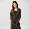Cardigan de Cashmere Bai Cai Rong Estilo Francês Novo Decote V para Mulheres Solto Versátil Macio Simples Tricô Suéter Casaco