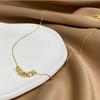 Colar de contas redondas de metal com design da Coreia do Sul, elegante e simples, com corrente de clavícula, estilo frio e moderno, para mulheres, celebridades da internet