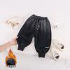 Pantalones de punto de terciopelo todo en uno para bebés, otoño e invierno, para niños, combinan con todo, suaves, forrados de vellón, pantalones casuales, pantalones deportivos de moda para niños de invierno