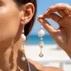 Brincos de Franja de Concha e Estrela de Verão Transfronteiriços, Gancho Longo Estilo Boêmio de Férias, Acessórios de Praia Atacado