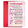 Conjunto de Cartão de Cumprimentos e Envelope com Tema Borboleta Rosa para Neta, Cartão com Bênção Calorosa em Inglês, Adequado para Aniversários e Feriados