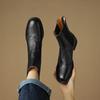 Botines Chelsea retro franceses para mujer otoño e invierno 2023 punta redonda piel de vaca botines al tobillo planos desgastados plisados botas Martin