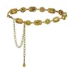 Corrente de cintura feminina de alta qualidade, corrente de cintura retrô, cinto com flores esculpidas, cinto de metal estilo corte feminino, corrente de cintura feminina