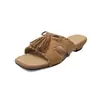 Sandalias de tiras retro estilo francés con borlas para mujer, Nuevas sandalias planas de punta abierta para el verano 2026 para uso en exteriores
