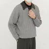 Estilo Retro Old Money Bloque de Color Punto Canalé Cuello Polo Jersey Casual Perezoso para Hombre Tejido Holgado Otoño Invierno