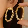 Brincos Geométricos com Pedras Totais para Mulheres, Novo Estilo, Luxo Leve, Alta Qualidade, Estilo Europeu e Americano, Versátil, Presilhas de Orelha Exageradas, Acessórios de Orelha Modernos e Únicos