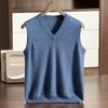 Suéter de Cachemira de Montaña para Hombre Chaleco con Cuello en V Otoño e Invierno Chaleco de Talla Grande Chaleco sin Mangas Casual Suelto Cálido Tejido