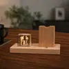 Portalápices de Madera Maciza y Cristal, Luz de Noche, Decoración de Escritorio Feng Shui, Regalo Empresarial Creativo, Regalo de Cumpleaños para Estudiante, Recuerdo