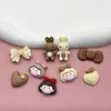 Acessórios de Resina em Formato de Coelho com Laço e Coração nas Cores Pêssego e Café - Kit de Venda Quente para Tamancos e Chinelos