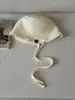 Gorro de pescador tejido retro para mujer, versátil para otoño e invierno, adelgazante, con cordón, sombrero tipo cubo estilo coreano, gorro de punto simple estilo japonés
