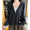 Sudadera con capucha estilo coreano para mujer, Otoño 2026, Nueva, Holgada, Casual, Adelgazante, Sensación relajada, Cárdigan, Chaqueta con cremallera