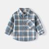 Camisa Nueva de Cuadros de Manga Larga para Niños y Niños de Mediana Edad, Camisa Cómoda de Algodón con Solapa de Primavera, Camisa de Niño Guapo Estilo Coreano