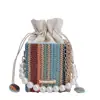 Bolsa de Palha com Pérolas Estilo Doce de Mão Balde Feminina Nova Verão 2025 Bolsa de Ombro Cor Contrastante Bolsa Transversal Tendência