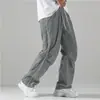 2026 Ropa de Verano para Hombre de Comercio Exterior, Pantalones Casuales Elegantes de Color Sólido con Cordón, Pantalones Largos Rayados Versátiles para el Trabajo, En Stock
