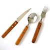 Juego de Tres Piezas de Cuchillo, Tenedor y Cuchara con Mango de Madera Estilo Ins, Alto Valor Estético, Adecuado para Cortar Bistec, Cuchillo Doméstico, Vajilla Vintage de Mesa Occidental, Estilo Retro