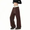 Calça de moletom atlética casual masculina estilo americano 2026, calças compridas retas da moda, corte solto, calças casuais plus size para homens