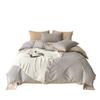 Juego de Ropa de Cama de Tres Piezas de Algodón Puro de Color Sólido para Exportación Transfronteriza, Uso en Hogar y Dormitorio, Juego de Ropa de Cama de Cuatro Piezas de Algodón Puro Teñido en Hilo Hecho a Medida de Fábrica
