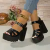 Sandalias de Plataforma de Tacón Alto de Piel Suave Cómodas Nuevas de Verano para Mujer Tacón Grueso Suela Gruesa Color Sólido Versátiles Sandalias Romanas Mujer