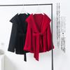 Casaco de Lã Dupla Face com Capuz e Cordões para Mulheres Petite, Casaco de Lã Espesso para Outono e Inverno, Casaco de Lã Caxemira com Estilo Elegante