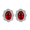 Kaiwei Douyin Conjunto de Joyería de Collar con Colgante de Flor de Diamante Completo Zircón Diamante de Color Anillo Pendientes Huevo de Paloma Grande de Lujo