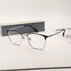 Óculos estilosos e descolados de meia armação para homens, com bloqueio de luz azul e lentes ajustáveis, oferecendo um visual sofisticado e jovial, e apresentando uma armação de titânio ultraleve que faz o rosto parecer menor