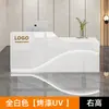 Mostrador de bar, escritorio de recepción moderno pintado, mostrador de tienda, mostrador de bar, mostrador de caja de salón de belleza, escritorio de recepción para pequeñas empresas