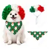 Disfraz navideño para mascotas transfronterizo: peluca divertida, tocado de ganso y conjunto de bufanda triangular estampada para cosplay. [Hecho a medida]