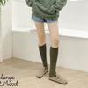 En Stock Calcetines de Algodón para Mujer de Caña Alta Otoño Moda Trendy Costilla de Doble Aguja Calcetines de Color Liso Calcetines Coreanos Marinos