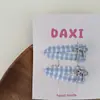 Nova Combinação de Presilha de Cabelo e Faixa de Cabelo com Laço Xadrez Fita Azul para Cabelo de Bebê Presilha Lateral Elástico