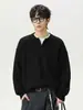 Suéter Vintage Estilo Old Money com Gola Meia-Henley, Suéter de Tricô Texturizado Espesso Quente para Outono/Inverno, Jaqueta