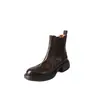 Botines cortos versátiles de estilo británico retro desgastado con punta redonda y tacón grueso, nuevo modelo de invierno 2026, adecuados para el uso diario y el trabajo, Botas Martin