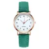 Reloj de Mujer Simple de Cuarzo Color Oro Rosa, Reloj de Pulsera con Esfera Digital Transparente y Correa de Cuero, Reloj Versátil Impermeable de Venta Caliente Transfronteriza para Estudiantes