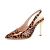 Nuevas Sandalias de Tacón Alto con Estampado de Leopardo, Punta Cerrada y Corte Trasero, Zapatos Sexys para Discoteca, Tallas Grandes 40-45, Zapatos de Exportación de Amazon