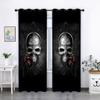 Fornecedor Fabrica Cortinas e Telas de Janela com Estampa Digital 3D de Caveira para Plataformas Transfronteiriças como Amazon e Wish