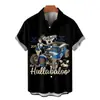 2024 nueva camisa hawaiana de carreras con impresión 3D de manga corta para hombre, playa, comercio exterior para hombre