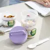 Copo de Leite de Soja, Conveniente para Levar, Micro-ondas, com Tampa, Colher e Escala, Copo de Leite de Grau Alimentício, Copo para Aveia Noturna